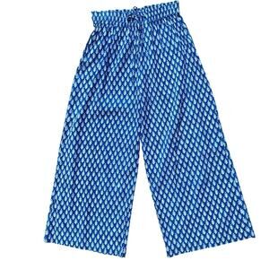 SZ Blockprints Blue Leaf Wide Leg Cotton Pants Size Small